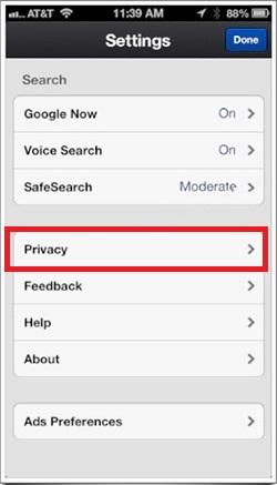  desactivar el informe de ubicación en Google Search