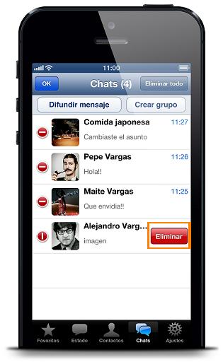 eliminar mensajes o Chats en WhatsApp