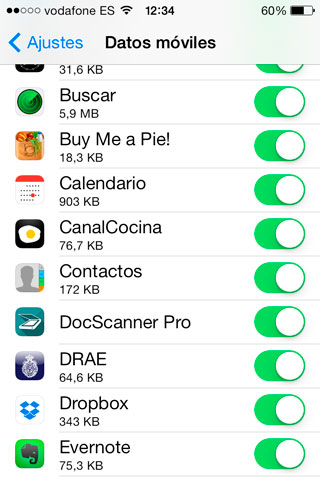 datos móviles del iphone